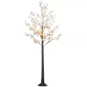 Image of HOMCOM 6ft Artificial Gypsophila Blossom Tree Light with 96 Warm White LED Light, Baby Breath Flowers for Home Party Wedding, Indoor and Outdoor Use