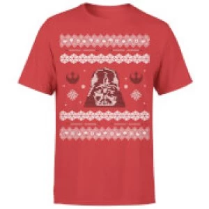 Image of Star Wars Christmas Darth Vader Knit Red T-Shirt - S - Red