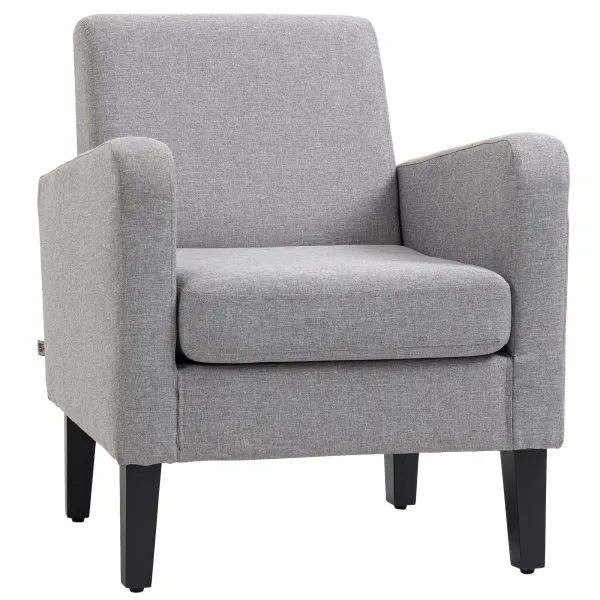 Image of Homcom Linen Modern-curved Armchair Accent Seat W/ Thick Cushion, Light Grey