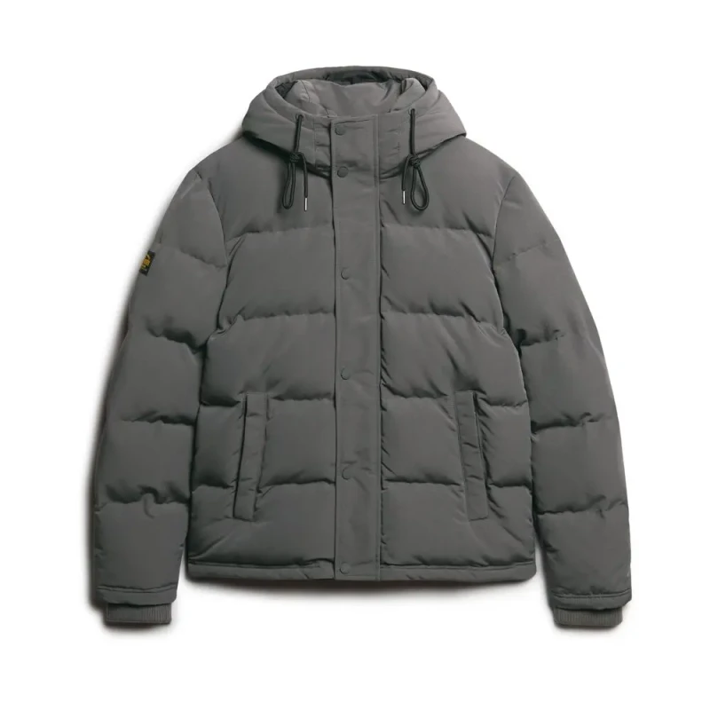 Image of Superdry Everest Short Hooded Puffer Jacket Charcoal S