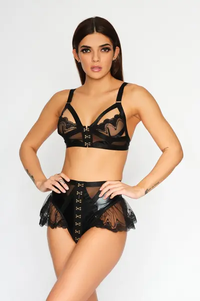 Image of Ann Summers The Extrovert Crotchless Set Black