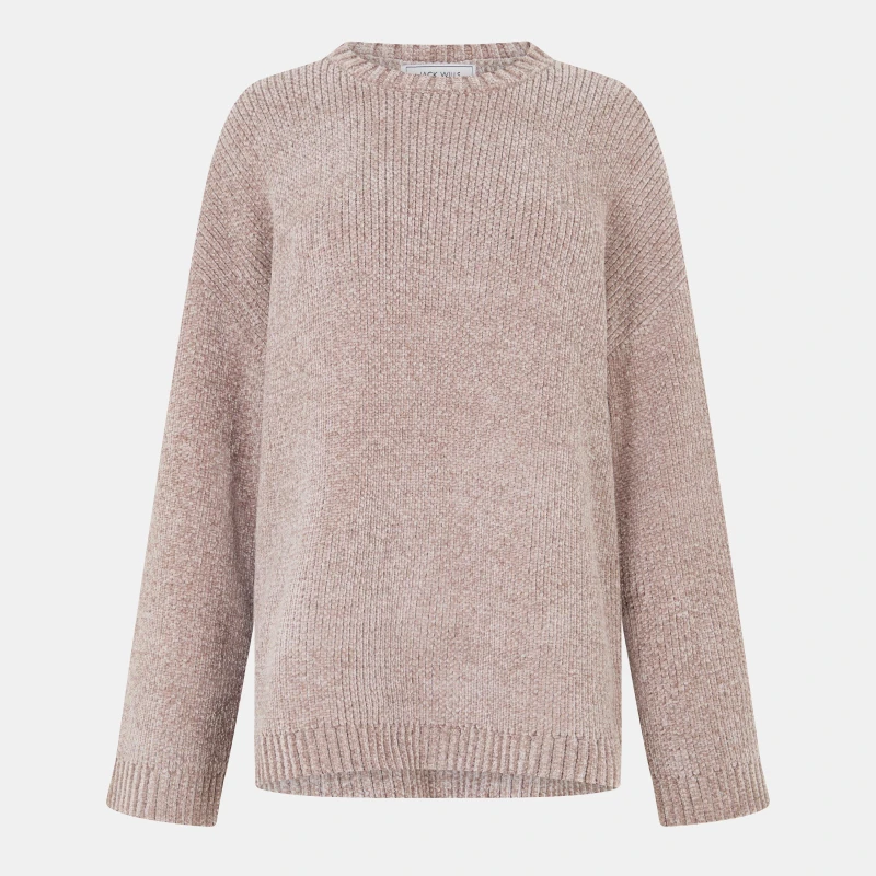 Image of Jack Wills Womens Chenille Crew Neck Jumper Taupe female 8 (XS)