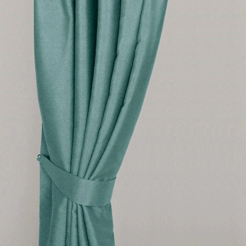 Image of Homescapes Herringbone Curtain Tie Back Pair Bright Blue