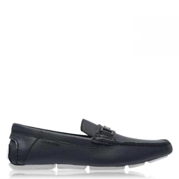 Image of Calvin Klein Magnus Tumbled Leather Loafers - Dark Navy