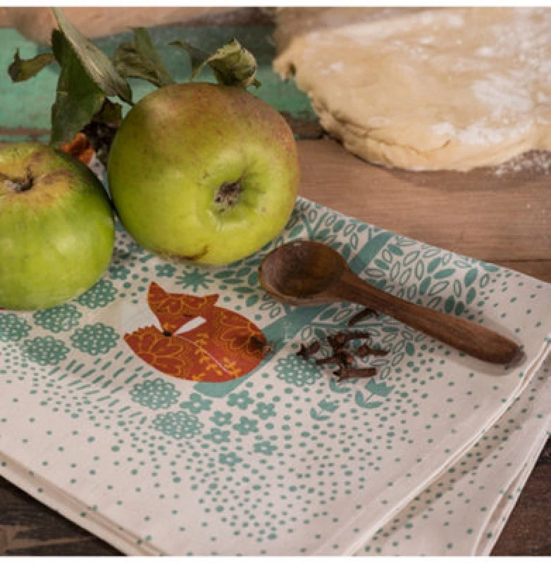 Image of Ulster Weavers 'Foraging Fox' Animal Print 100% Cotton Tea Towel Blue