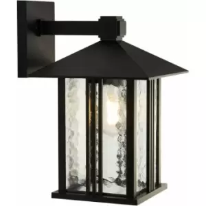 Image of Searchlight Venice 1 Light Outdoor Wall Porch Light - Black With Water Glass
