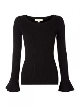 Image of Michael Kors Boatneck bell sleeve sweater Black