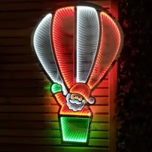 Image of 89cm LED Infinity Christmas Light Hanging Hot Air Balloon with Santa Decoration