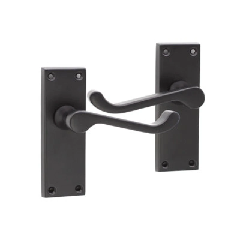 Image of Spira Brass Victorian Scroll Latch Lever Handle 115mm Matt Black