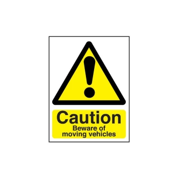 Image of Beware of Moving Vehicles Rigid PVC Caution Sign - 297 X 420MM