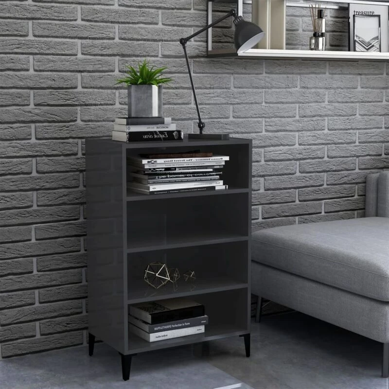 Image of VIDAXL Sideboard High Gloss Grey 57x35x90cm Engineered Wood Vidaxl 8720286359471