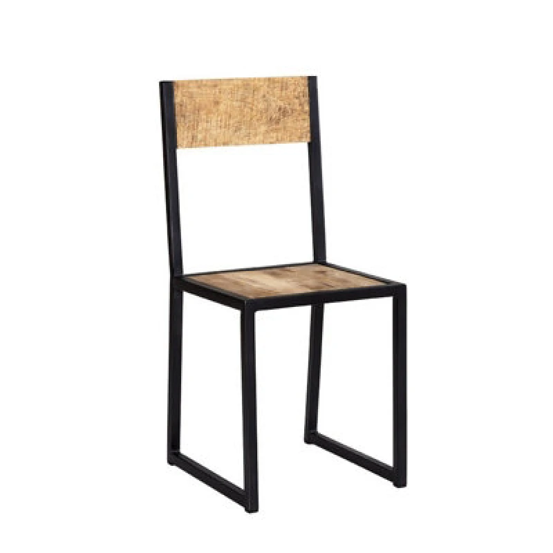 Image of Indian Hub Cosmo Industrial Metal & Wood Dining Chair (Set of 2)