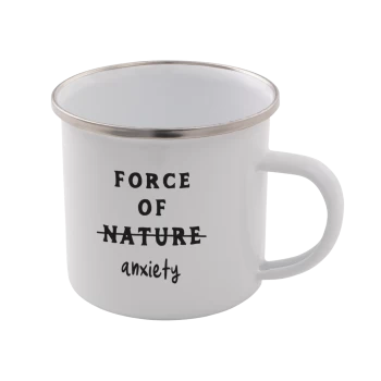 Image of Force Of Nature. Anxiety Enamel Mug - White