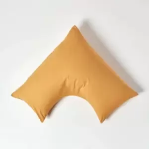 Image of Mustard Yellow Egyptian Cotton v Shaped Pillowcase 200 Thread Count - Mustard Yellow - Mustard Yellow - Homescapes