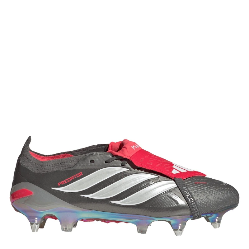 Image of adidas Mens adidas Predator Elite Fold Over Tongue Soft Ground Football Boots Grey/Red male 9 (43.3)