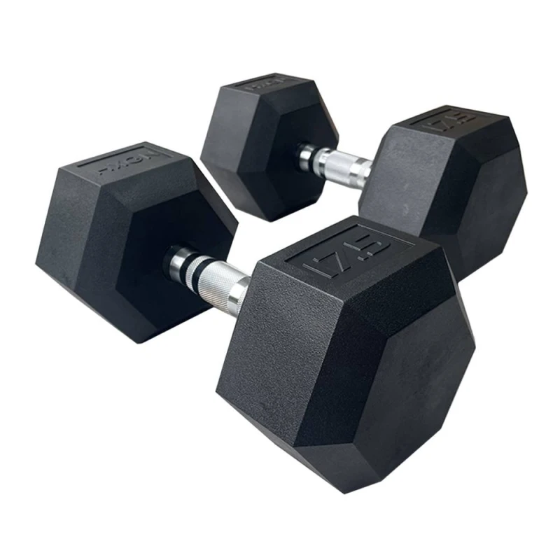 Image of HXGN 2 x 17.5kg Pro Hex Dumbbells (Pair) in Black Unisex 17.5kg