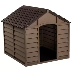 Image of Starplast Outdoor Dog Kennel Large - Winter Shelter Plastic Animal Hut - Mocha Brown