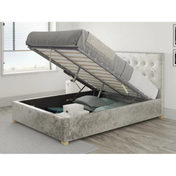 Image of Presley Ottoman Upholstered Bed, Mirazzi Velvet, Pearl - Ottoman Bed Size Single (90x190)