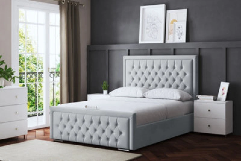 Image of DS LIVING Allegra Silver Upholstered Bed Single AM_HILTON_SIN_SIL