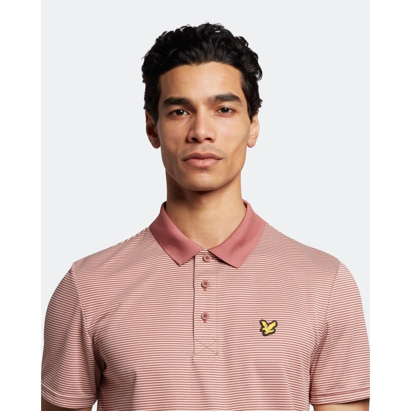 Image of Lyle and Scott Golf Microstripe Polo Shirt Rose Brown male 2XL