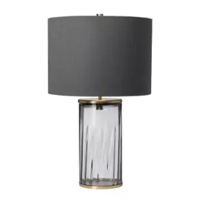 Image of Reno Table Lamp Metalwork Aged Brass, Smoked Glass