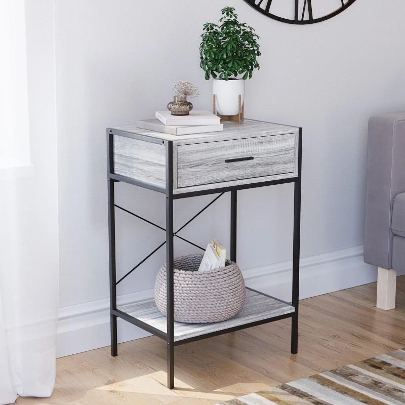 Image of Lassic Vida Designs Brooklyn 1 Drawer Console Table Grey unisex 1 Drawer
