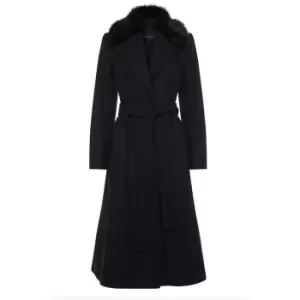 Image of French Connection Amalia Faux Fur Detachable Collar Coat - Black