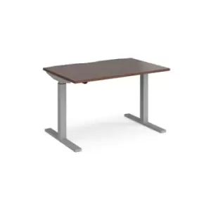 Image of Height Adjustable Desk Rectangular Desk 1200mm Walnut Tops With Silver Frames 800mm Depth Elev8 Mono