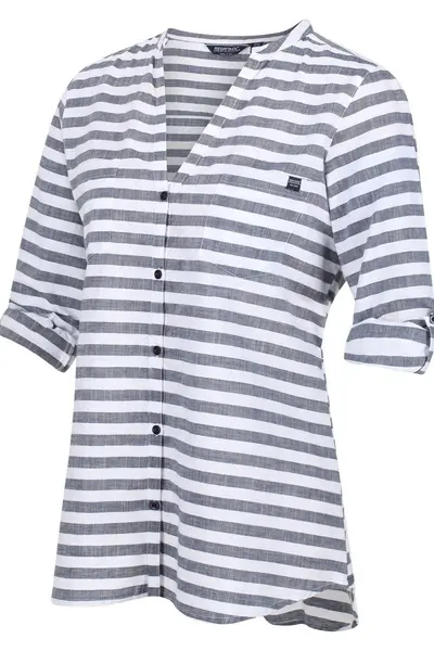 Image of Regatta Coolweave Cotton 'Malaya' Long Sleeve Shirt Navy