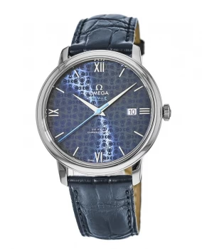 Image of Omega De Ville Prestige Co-Axial 39.5mm Blue Dial Leather Strap Orbis Mens Watch 424.13.40.20.03.003 424.13.40.20.03.003