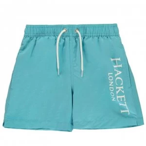 Image of Hackett Hackett Boys Logo Print Swim Shorts - 537 Aqua