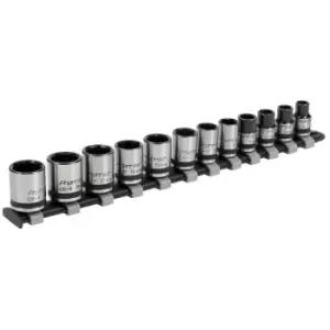 Image of AK2741B 3/8Sq Drive Lock-On 6pt Metric Socket Set 12pc - Black Series - Sealey