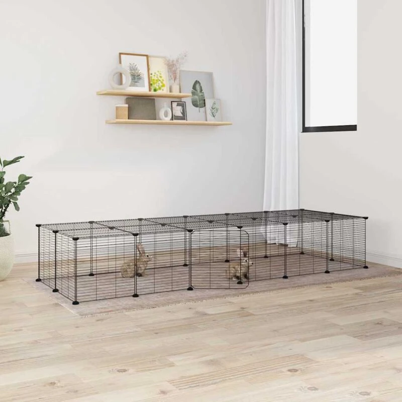 Image of VIDAXL 28-Panel Pet Cage with Door Black 35x35cm Steel Vidaxl 8720287190929