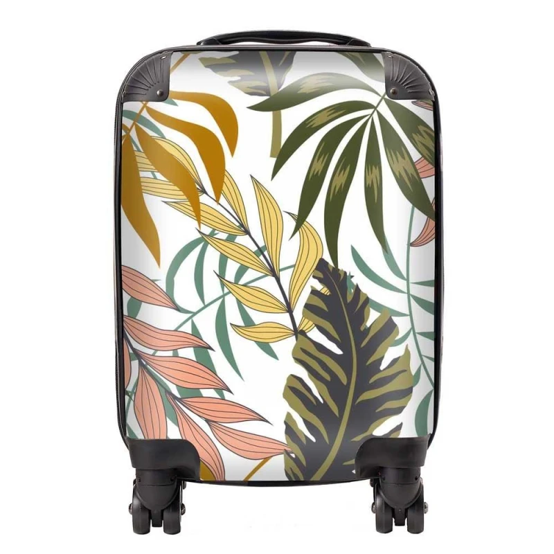 Image of Warren Reed - Designer Tropical Leaves Suitcase in Green Size: Large Green Unisex Large