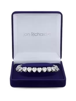 Image of Jon Richard Rhodium Plated Cubic Zirconia Heart Bracelet - Gift Boxed, Silver, Women