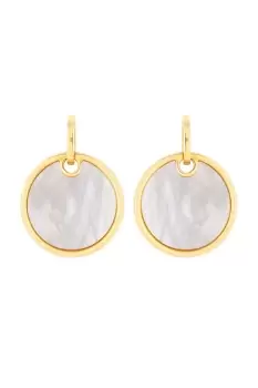 Image of Gold Plated Mother of Pearl Disk Drop Earrings
