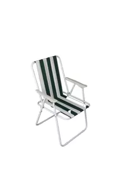 Image of Green & White Striped Lightweight Folding Camping / Picnic / Garden Chair