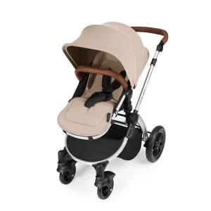 Image of Ickle Bubba Stomp V3 i-Size Travel System with Isofix Base -Sand on Silver with Tan Handles