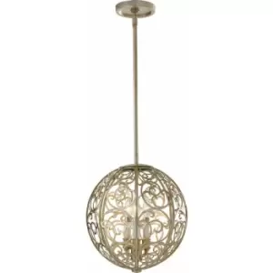 Image of 3 Bulb Chandelier Hanging Pendant LIght Silver Leaf Patina LED E14 60W Bulb