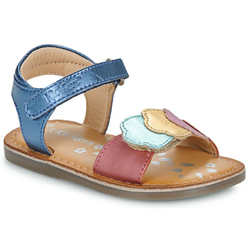 Image of Kickers Dyastar Leather Sandals metallic blue Baby 24 (7);34 (2)