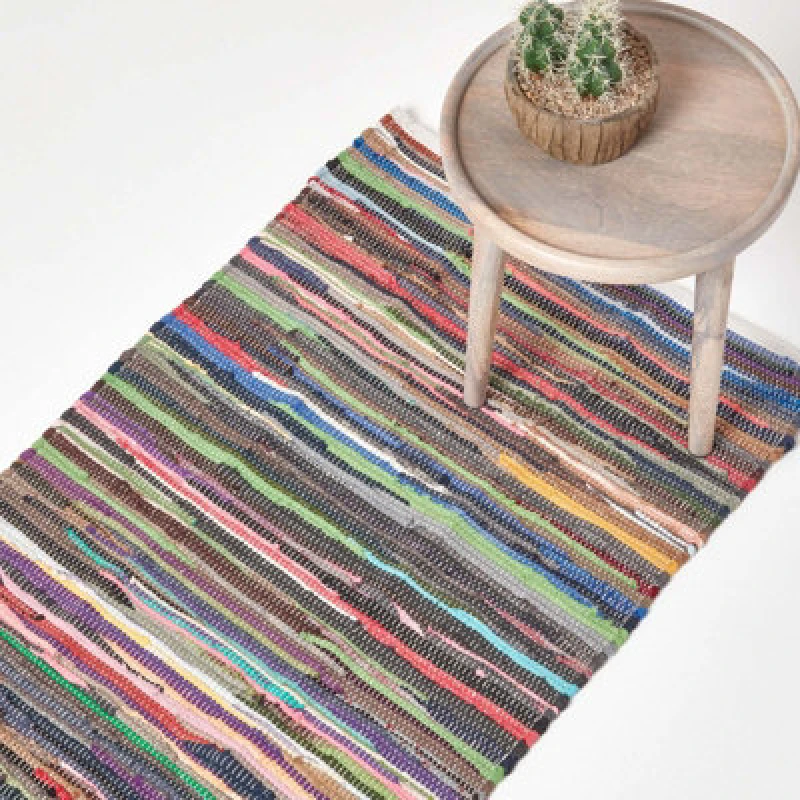 Image of HOMESCAPES Homescapes - Recycled Cotton Chindi Rug, 66 x 200cm RU1155B