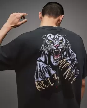 Image of AllSaints Beast Oversized Panther Crew T-Shirt