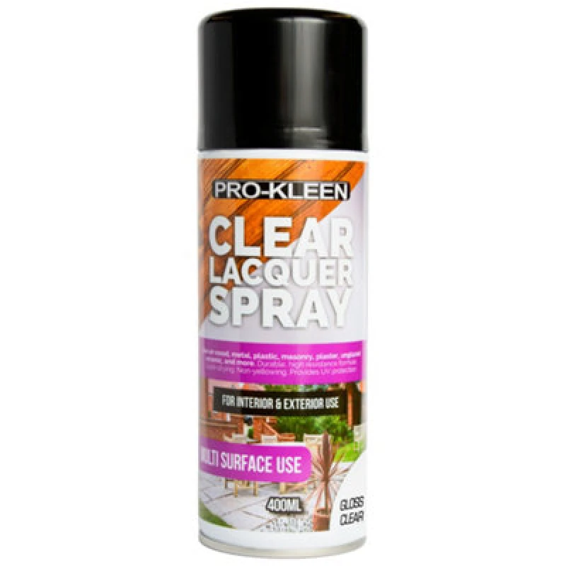 Image of ProKleen Clear Lacquer Spray Protects & Seals Multi Surface Use Gloss 1 x 400ml Clear