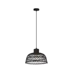 Image of Eglo Rattan Black Wood Single Pendant