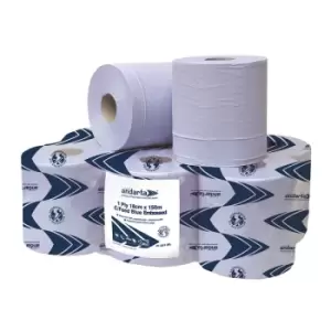 Image of 1-ply white centrefeed paper rolls - pack of 6