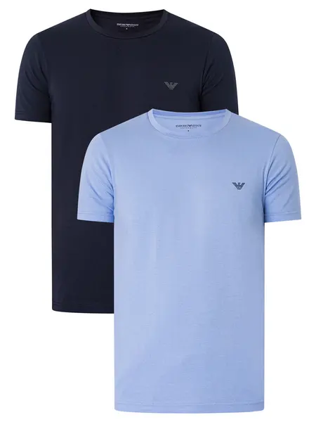 Image of Emporio Armani 2 Pack Lounge Crew T-Shirts Hortense/Marine M