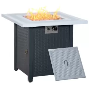 Image of Outsunny Outdoor Propane Gas Fire Pit Table With Lid And Lava Rocks - Black