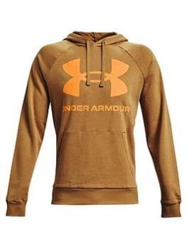 Image of Under Armour Training Rival Fleece Big Logo Hoodie - Brown, Size S, Men