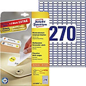 Image of AVERY Mini Multipurpose Labels L4730REV-25 A4 White Self Adhesive 17.8 x 10 mm 25 Sheets of 270 Labels