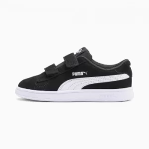 Image of PUMA Smash V2 Suede Babies' Tennis Trainers, Black/White, size 8.5, Shoes